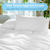 SONORO KATE 100% Egyptian Cotton Sheets Set, Extra Deep Pocket up to 18"-24",1000 High Thread Count, Soft & Breathable 5-Star Hotel Sateen Bed Sheets - 4 PC (White,Queen) SONORO KATE