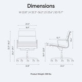 Aekinsly Top Grain Leather Mid-Back Executive Office Chair, Ergonomic Desk Chair with Aluminum Alloy Frame & 5-Star Base, Thick Plush Cushion, Lumbar Support Swivel Chair for Home Office Aekinsly