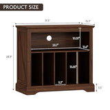 RowyPoey Large Farmhouse Record Player Stand, Turntable Stand with Vinyl Storage, Wood Record Holder Storage Cabinet Dispaly Shelf for Living Room, Bedroom, Office, Brown RowyPoey