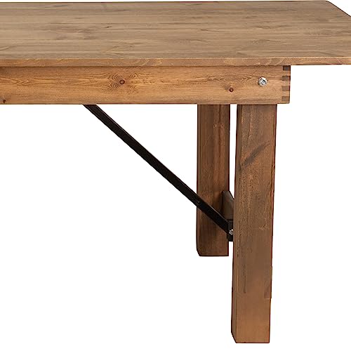 Flash Furniture Hercules Commercial Grade Farmhouse Dining Table | Solid Pine Foldable Table for 10 in Antique Rustic | Rustic Charm for Home and Events - WoodArtSupply