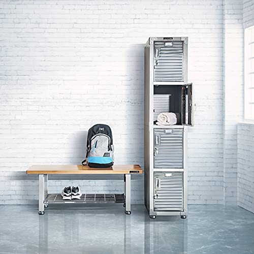 Seville Classics Storage Shelf Wood Bench, Granite Seville Classics