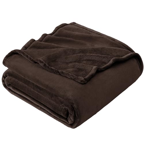 Hansleep Fleece Brown Full Blanket, Super Soft Flannel Fuzzy Plush Cozy Blanket for All Seasons, Brown, Full 84x90 Inches Hansleep