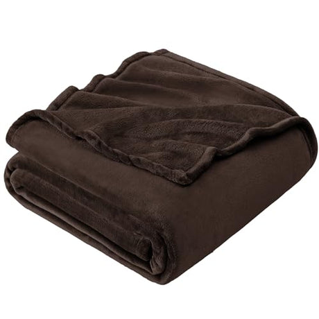 Hansleep Fleece Brown Full Blanket, Super Soft Flannel Fuzzy Plush Cozy Blanket for All Seasons, Brown, Full 84x90 Inches Hansleep