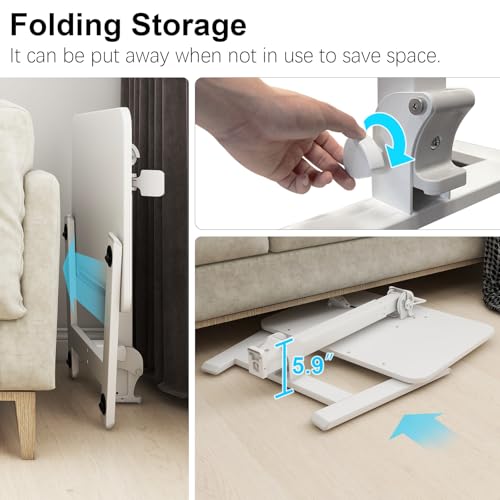 PUNCIA Adjustable Height Small Standing Desk Foldable Laptop Table with Stoppers - 90° Tiltable Rolling Computer Cart Portable Workstation Mobile Desk for Home Office Small Space Bedroom Dorm Study PUNCIA