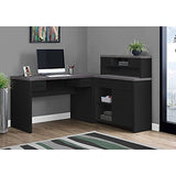 Monarch Specialties Computer Desk L-Shaped - Left or Right Set- Up - Corner Desk with Hutch 60"L (Black - Grey Top) Monarch Specialties