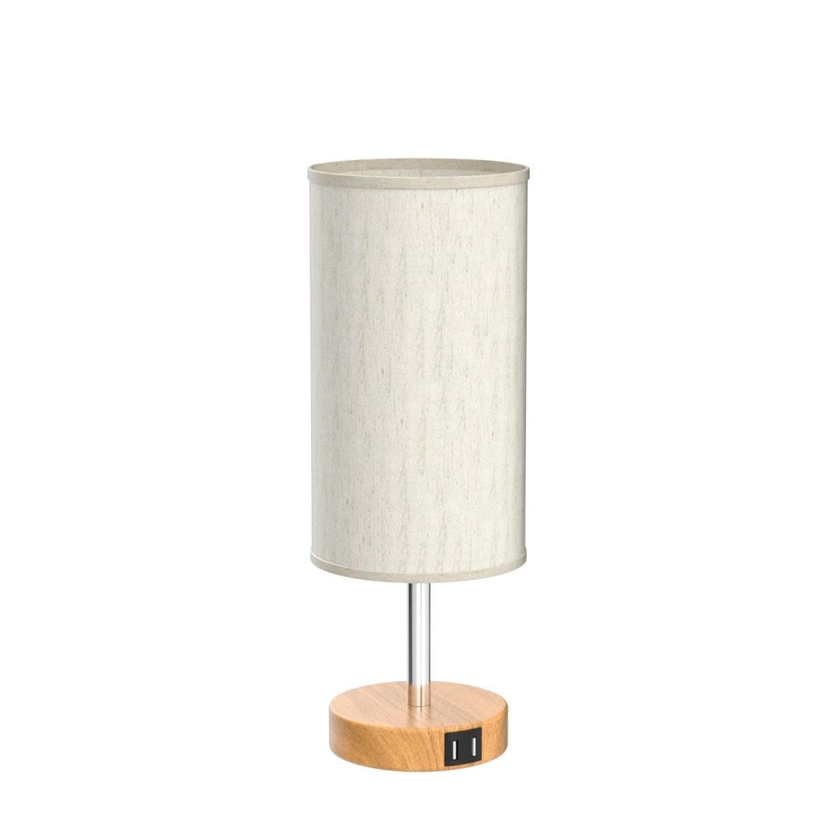 Yarra-Decor Bedside Table Lamp with USB Port - Touch Control for Bedroom Wood 3 Way Dimmable Nightstand Lamp with Round Flaxen Fabric Shade for Living Room, Dorm, Home Office (LED Bulb Included) Yarra-Decor