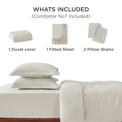 Bedsure Duvet Cover King Size with Fitted Sheet - 4 Pieces Prewashed Polyester Extra Soft Bedding Set, Includes 1 Duvet Cover 104''x90'' with Zipper Closure, 2 Pillow Shams, 1 Fitted Sheet, Linen Bedsure
