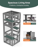 TIMHAKA Catio Indoor Cat Enclosure, 3 Tiers Cat Enclosure with Platform, Resting Box and 8 Removable Door can Connect with Cats Tunnel, Luxurious Playground with Waterproof Cover, DIY Wood Cats Cage TIMHAKA