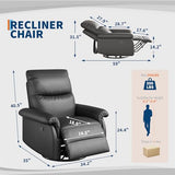 IDEALHOUSE Manual Recliner Chair, 360° Swivel Rocker Glider Recliner with Padded Armrests, Modern PU Leather Upholstered Reclining Chair for Living Room Bedroom and Nursery (Dark Black)