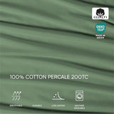 Lacoste 100% Cotton Percale 4-Piece Sheet Set – Cool, Crisp, Matte, and Durable, Oeko-Tex Certified – Solid, Green, King