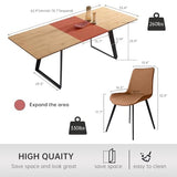 ZckyCine Expandable 8-Person Dining Table Set (63" - 79") with Modern Oak Table & 8 Brown Chairs – Ideal for Kitchens and Dining Rooms ZckyCine