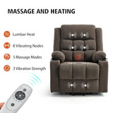 Ketaiyou Electric Power Lift Recliner Chair Sofa with Massage and Heat for Elderly, USB and Type-C Ports, Cup Holders, Infinite Position (Brown, Regular)