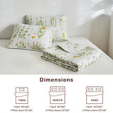 Joyreap 3 Pieces Reversible Quilt Set, Smooth Soft Microfiber Quilt, Yellow Flowers Green Leaves Botanical Design, Bedspread Bed Cover for All Season, 1 Quilt n 2 Pillow Shams (Full/Queen, 90x90) Joyreap