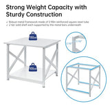 Fannova 23.6 x 23.6 Inches Large Printer Stand, 2 Tier Square Printer Table with Storage Shelf for Home Office, Multi-use Rolling Cart with Wheels for Laser Printer, 3D Printer and Mini Fridge - White Fannova