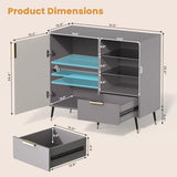 MODNEST 31" Fluted Sideboard Cabinet with Door and Drawer, Sideboard Buffet Cabinet with Storage, Coffee Bar with Adjustable Shelves for Kitchen, Living Room, Entryway, 31.5"x15.7"x31.5", Grey MODNEST