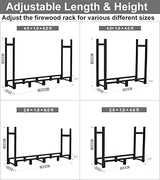Khordin 8ft Firewood Rack Outdoor Adjustable Heavy Duty Wood Rack Fire Wood Holder for Indoor Storage Fireplace Metal Lumber Organizer Wood Stand Khordin