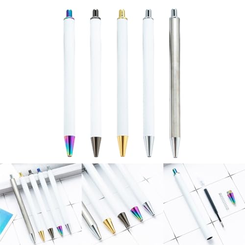 PLCPDM 6Pcs Retractable Ballpoint Pen for Heat Transfer, Sublimation Pen Blank, Heat Transfer Ballpoint Pen, 1 Count (Pack of 1) PLCPDM