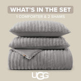 UGG Kenzie Comforter Set with 2 Pillow Shams Plush Faux Fur Bedding Soft Warm Down Alternative Comforter Washable Hypoallergenic Fluffy Blanket Set for Bedroom, King/California King Size, Seal UGG