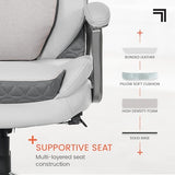 Sharper Image S600 Active Lumbar Ergonomic Bonded Leather Swivel Executive Massage Chair, White/Gray LS LIVING STYLE