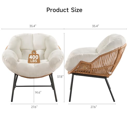 ONBRILL Outdoor Egg Chair, Indoor Lounge Chair for Patio, Bedroom, Living Room, Porch - Beige