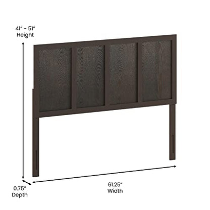 Queen Size Dark Brown Wooden Four Panel Headboard by BizChair - WoodArtSupply