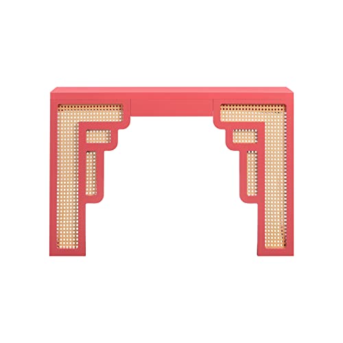 Tov Furniture Suzie Coral Pink & Rattan Console Table Tov Furniture