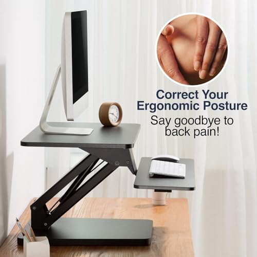 Desky Zero Adjustable Desk Riser – 6.3"–17.3" Height Adjustable Sit-Stand Workstation – Ergonomic Desktop Lift – Black Desky