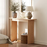 AQIMUELE Natural Console Table Thin Rubberwood Minimalist Mid-Century Style | Stable and Sturdy 11.8" D x 39.4" W x 31.5" H for Entryway/Sofa Back AQIMUELE