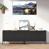 Chshin Metal Storage Cabinet with Doors,Black Accent Cabinet,Metal Locker Storage Cabinets,2 Door TV Media Stand with Removable Shelves for,Home,Office,Entryway,Living Room Chshin