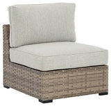 Signature Design by Ashley Outdoor Calworth Resin Wicker Patio Armless Chair, 2 Count, Beige Signature Design by Ashley