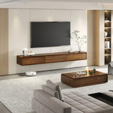 XXHOFTPJZ Floating TV Stand, Solid Wood Media Console Wall Mounted, Floating Entertainment Center with Storage Cabinet, Floating Fireplace TV Stand for Living Room and Bedroom (Walnut, 62.99in) XXHOFTPJZ