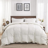 Oaken-Cat Goose Feather Down Fiber Comforter Full Size - 100% Organic Cotton Shell All Season Duvet Insert, Medium Warmth Hotel Luxury Bedding Comforter(82x86 Inch, White) Oaken-Cat