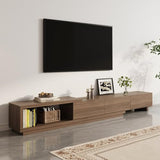 homary Extendable Walnut TV Stand – Modern Media Console with 3 Drawers, Adjustable Length (71"–100") for 80" TV, Living Room Entertainment Storage Cabinet (MDF, Walnut) homary