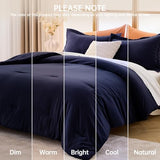 MUXHOMO Queen Comforter Set, All Season Ultra Soft Down Alternative Bedding - 3 Piece Lightweight Bed Set Includes 1 Comforter (90"x90") and 2 Pillow Shams (20"x26"), Navy Blue MUXHOMO