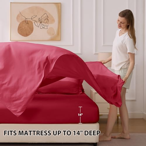 Velorose King Comforter Set Red - Bed in a Bag King Size 7 Pieces, Soft Bedding Set for All Seasons, Christmas Premium King Comforter Set with Comforter, Sheets, Pillowcases & Shams