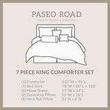 Paseo Road Sierra Western Bedding 7 Piece King Comforter Set, Faux Suede Chenille Jacquard Southwestern Bedding, Rustic Comforter Set with Bed Skirt, Shams, Accent Pillows H HIEND ACCENTS