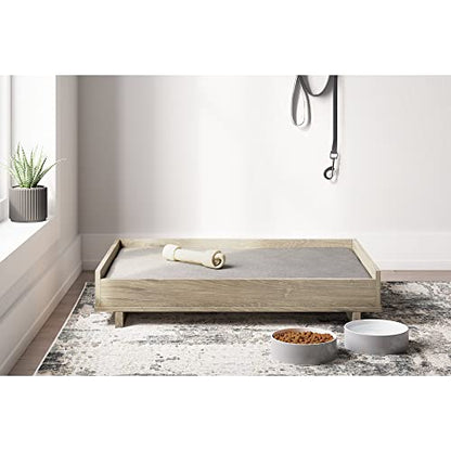 Signature Design by Ashley Oliah Modern Wooden Pet Bed, 36" W x 24" D x 7" H, Natural Beige