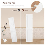 TEENFON 57.8" H Tall Bathroom Storage Cabinet with 4 Doors & 2 Adjustable Shelves, Freestanding Bathroom Cabinet with 2 Drawers, Kitchen Cabinets & Pantry, Cupboard for Kitchen, Dining Room, White TEENFON