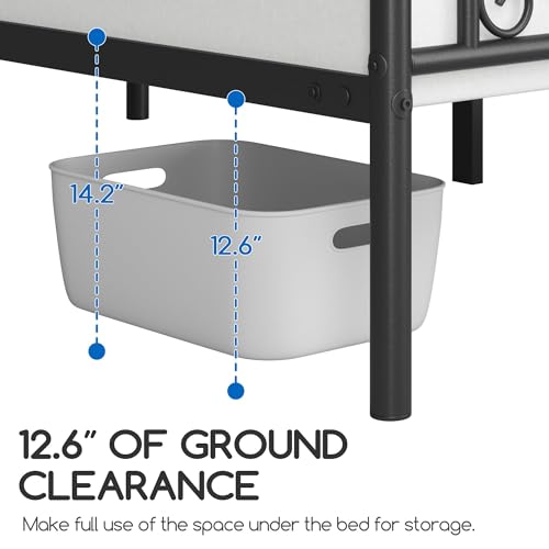 Yaheetech Twin Bed Frames Metal Platform Bed with Headboard and Footboard No Box Spring Needed Easy Assembly,Under-Bed Space: 12.6''/Black/Twin Bed Yaheetech