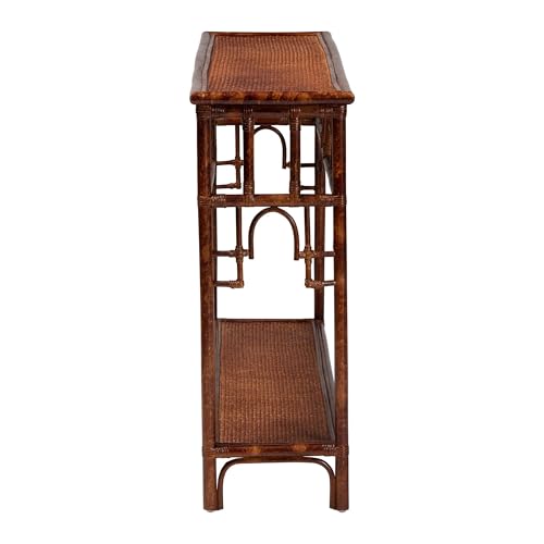 bali & pari Sebalio Tortoise Natural Rattan Console Table with Open Shelf bali & pari