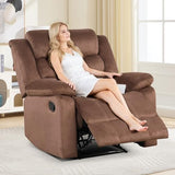 CANMOV Manual Recliner Chair for Adults, Upholstered Fabric Sofa Chair with Overstuffed Arms and Back, Manual Single Sofa for Living Room & Bedroom, Brown