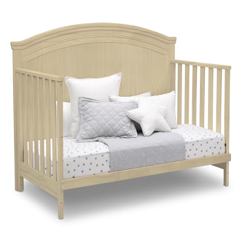 Simmons Kids SlumberTime Emma 4-in-1 Convertible Baby Crib N More - Greenguard Gold Certified, Natural Sandstone