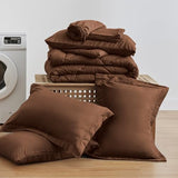 Love's cabin Queen Comforter Set Brown, 7 Pieces Queen Bed in a Bag, All Season Bedding Sets with 1 Comforter, 1 Flat Sheet, 1 Fitted Sheet, 2 Pillowcase and 2 Pillow Sham Love's cabin