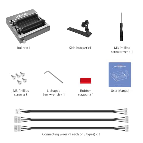 LASER TREE Rotary Roller for Laser Engraver, Y-axis Laser Engraver Attachment 360° Rotation, a Good Partner for Laser Engraving Machine LASER TREE