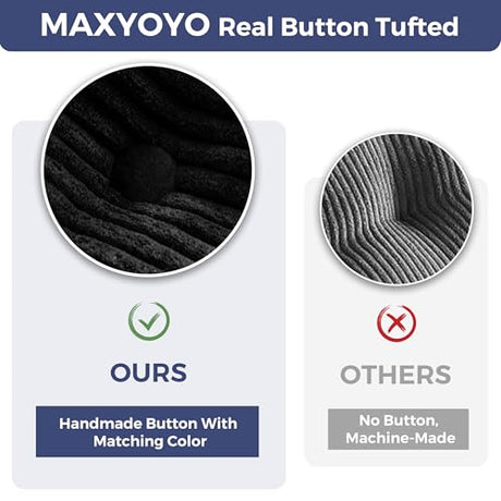 MAXYOYO 8" Futon Mattress Queen Size, Ultra Thick Futons Sofa Couch Bed Tufted Sleeper Sofa Bed, Floor Mattress for Adults, Shredded Foam Filling (Frame Not Included), Black MAXYOYO