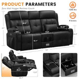 Home Theater Seating, Power Loveseat Recliner Sofa with Massage & Heating, Wall Hugger RV Couch with LED Lights & Built-in Speakers, Flip Backrest, Drawer, USB & Type-C Charging, Cup Holders, Pillows