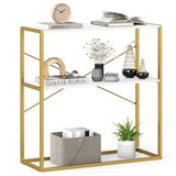 GOFLAME 2-Tier Entryway Table, 36” Console Table with Open Storage Shelf, Faux Marble Top & Metal Frame, Modern Narrow Long Behind Sofa Tables for Living Room, Hallway, Entry, White & Gold GOFLAME