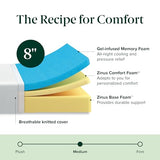 ZINUS 8 Inch Green Tea Cooling Memory Foam Mattress [New Version], Twin, Fiberglass Free, Medium Firmness, Cooling Gel Foam, Certified Safe Foams & Fabric, Mattress in A Box Zinus