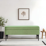 HomePop Upholstered Storage Bench with Metal Leg Home Décor|Bench with Storage for Living Room & Entryway - Green Velvet HomePop