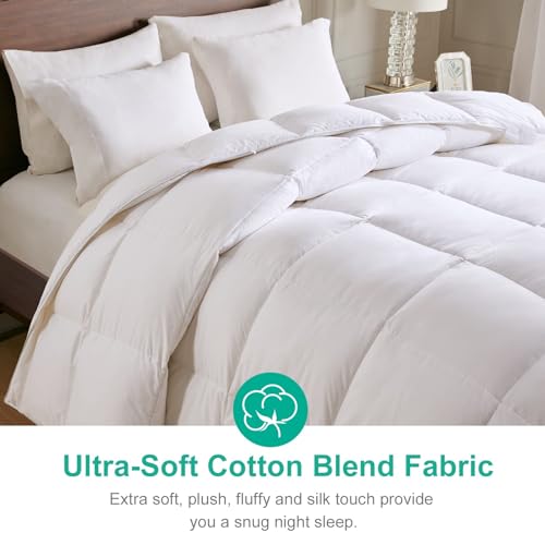 APSMILE Lightweight Down Feather Fibers Comforter Oversized King Size - Cooling Bed Comforter, Hotel Collection High Fill-Power Thin Duvet Insert for Warm Weather/Hot Sleepers, 120x98, White APSMILE